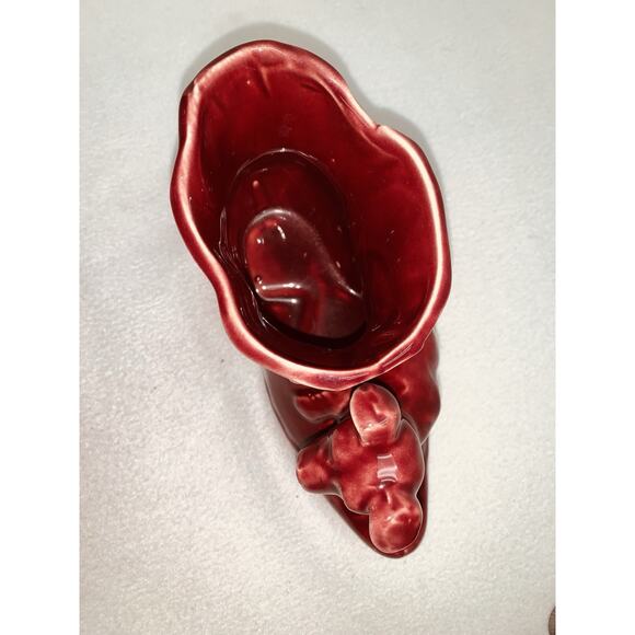 Vintage Raspberry Shawnee USA Pottery Shoe Planter With Puppy 3.25" x 7.50" - Picture 4 of 11
